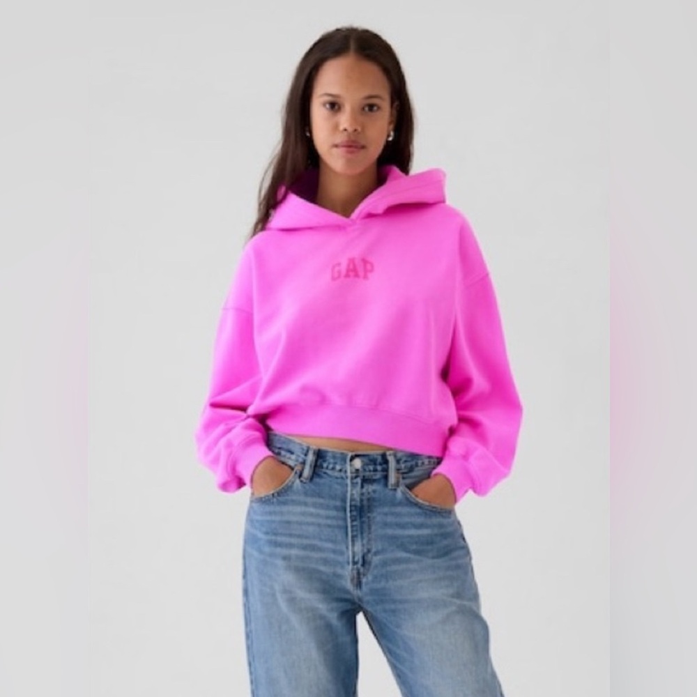 GAP Vibrant Pink Cropped Hoodie